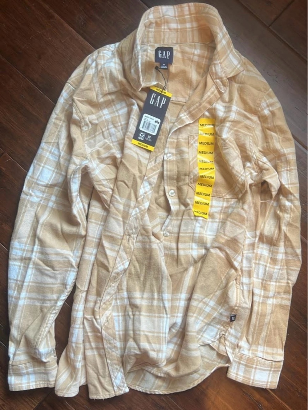 GAP Cream & Tan Plaid Button-Down Shirt